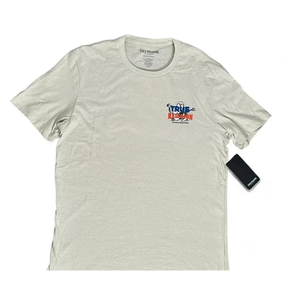 NWT True Religion Buddha Guitar Tee Beige‎ Cotton Shirt Size M